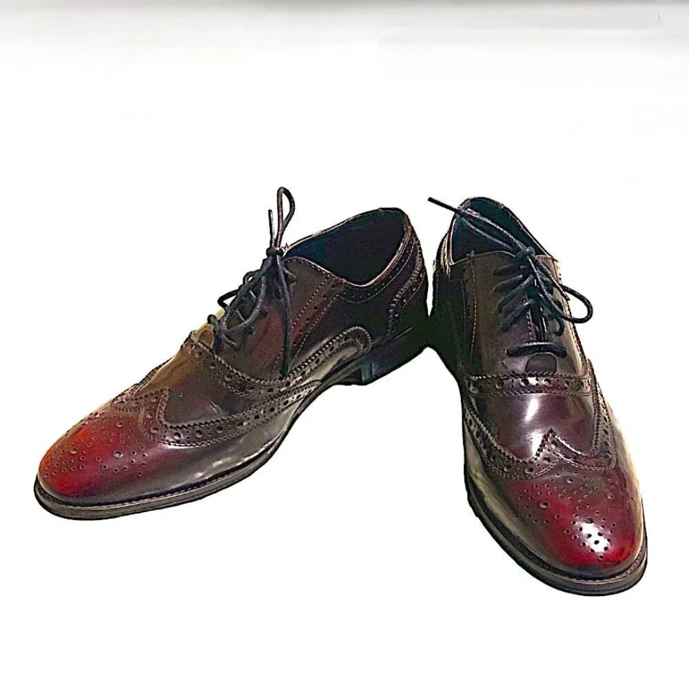 Joseph Abboud Classic Wing Tip Oxfords Burgundy Size 9.5